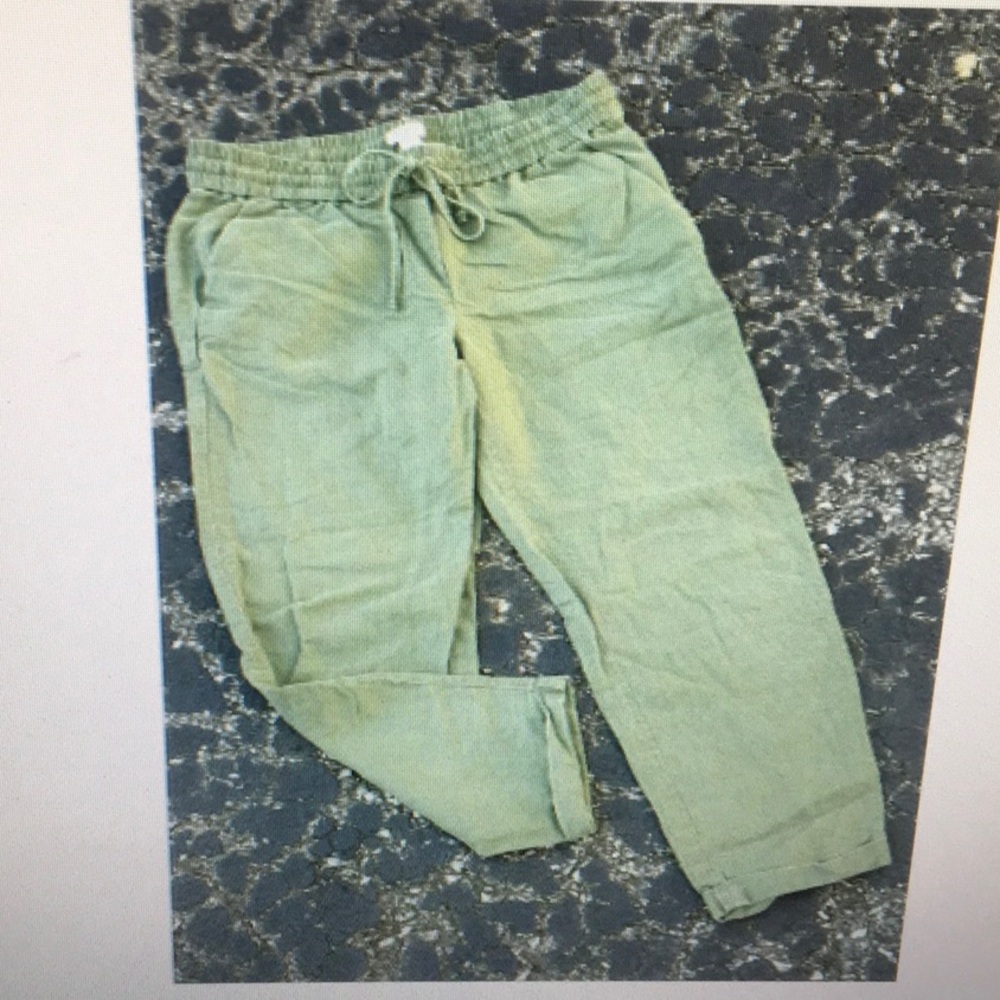 RE-IMAGINED BY J.CREW/“MARTINI OLIVE SEASIDE”LINEN BLEND WIDE CUFF PANTS